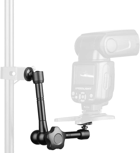 11'' Magic Arm with Hot Shoe Mount and 1/4'' Tripod Screw for DSLR Camera Rig, LCD, DV Monitor, LED Lights