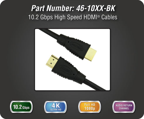DATA COMM Electronics 46-1006-BK 6ft Long High Speed HDMI Cord, Black, Supports 4k Ultra HD