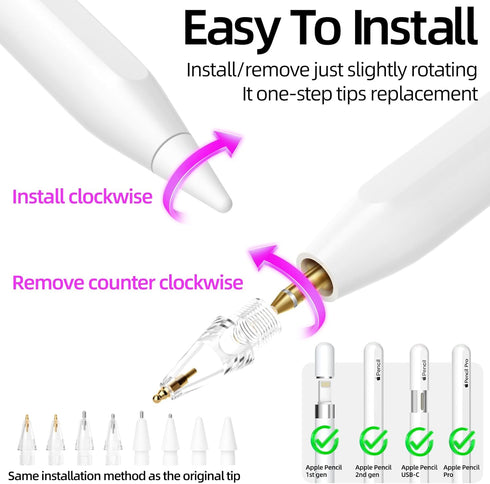 JOOSKO 8 Pack Pro/USB-C/2nd Gen/1st Upgraded Replacement Tips for Apple Pencil Gen Tips(with Storage