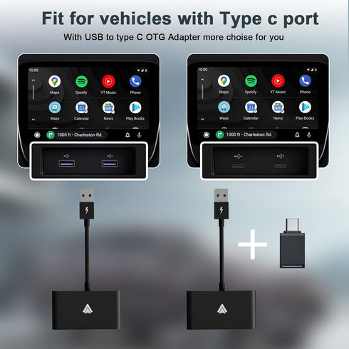 Wireless Android Auto Adapter Dongle, Plug-in via USB, Compatible with Android Phone & Car Factory Wired