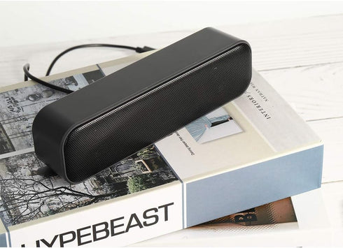 USB Computer Speaker, USB Powered Mini Soundbar, Laptop Stereo Speakers with Space Saving Design