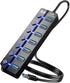SNLLMZI USB Hub for Laptop, 7-Port USB 3.0 Hub Splitter with Individual On/Off