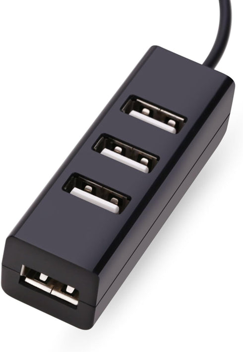 Apoi 4 Port USB Port Splitter Compact Portable High Speed USB 2.0 Data Hub for Windows MacBook PC - Black