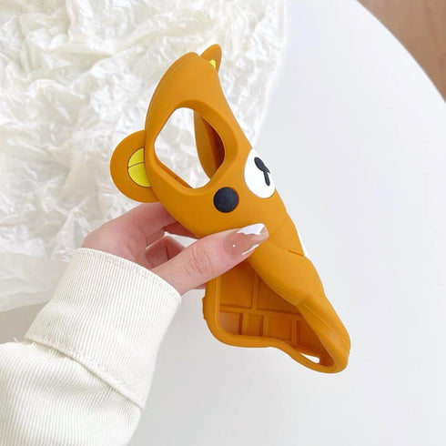 Ultra Thick Soft Silicone Case for Apple iPhone 14 Pro, Teddy Bear Brown Color, Cute 3D Cartoon Design