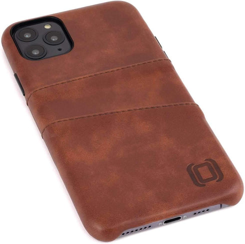 Dockem Wallet Case for iPhone 11 Pro Max, Built-in Metal Plate for Magnetic Mounting, Brown Synthetic Leather