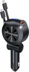 Retractable Car Charger, KOOPAO 69W 4 in 1 Fast Charging Adapter with Multi USB C Cables for iPhone 15/14/13/12/11
