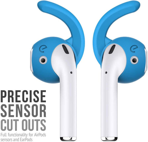 EarBuddyz 2.0 Ear Hooks and Covers Accessories for Apple AirPods 1 & 2 or EarPods (3 Pairs) - Sky Blue