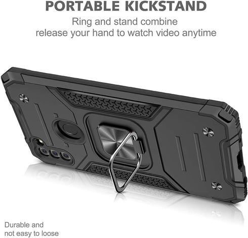 Samsung A11 Phone Case with Screen Protector, Hard Rubber Bumper with 360° Rotation Ring Kickstand