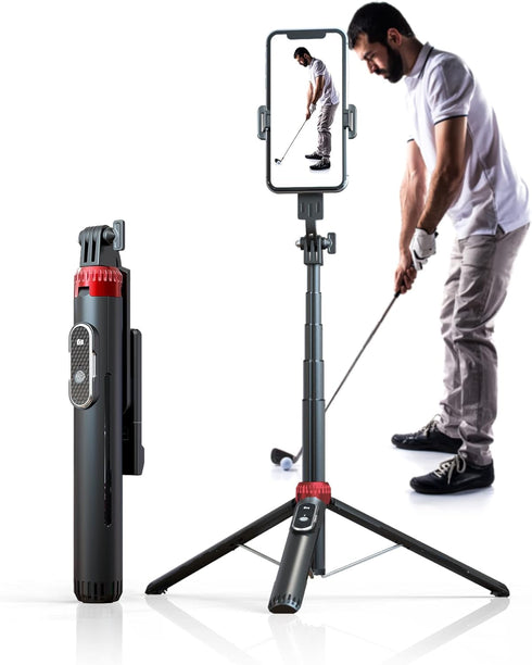 EUG-PRODUCTS 62" Phone Tripod & Selfie Stick for Golf Training, Extendable Cell Phone