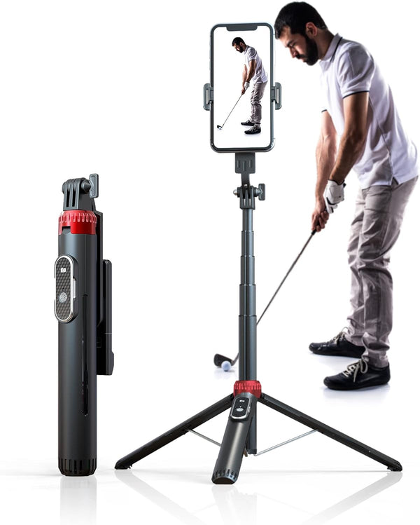 EUG-PRODUCTS 62" Phone Tripod & Selfie Stick for Golf Training, Extendable Cell Phone