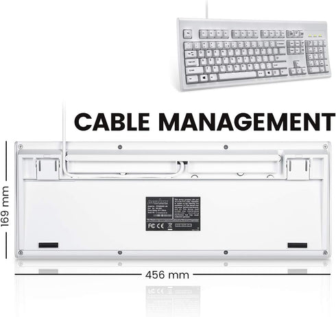 Perixx PERIBOARD-106 US W Wired Performance Keyboard - Full Size 17.9"x6.6"x1.7" - 20 Million Key Press Life - White