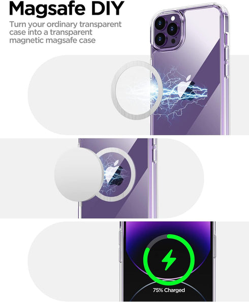 AICase Clear Case for iPhone 14 Pro with Screen Protector and MagSafe Ring/MagSafe Sticker, Transparent Slim Shockproof