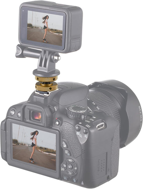 4 Packs Camera Hot Shoe Mount Adapter, Aluminum Alloy Tripod Screw with 1/4" and 3/8" Double Nut for DSLR, LED Monitors