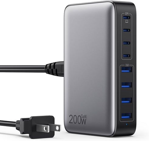 USB C Charger 200W Block, Upgraded GaN III 8-Port Fast Charging Hub, PD 65W Laptop Charger for MacBook Pro/Air, DELL,