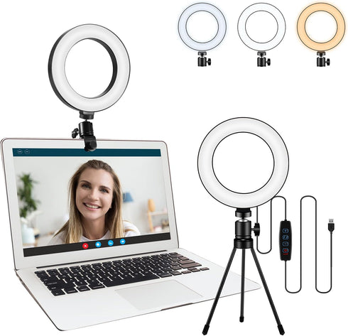 Sancheay Video Conference Lighting Kit, LED Ring Light for Webcam Lighting, 3 Light
