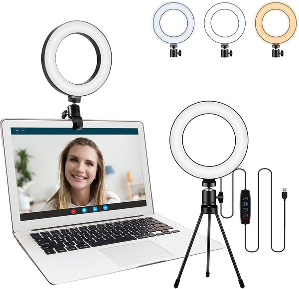 Sancheay Video Conference Lighting Kit, LED Ring Light for Webcam Lighting, 3 Light