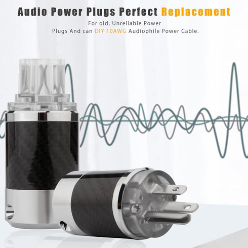 Monosaudio Audiophile Power Plug Black Carbon Fiber Transparent 10A/250V Audio Connector for DIY Power Cord