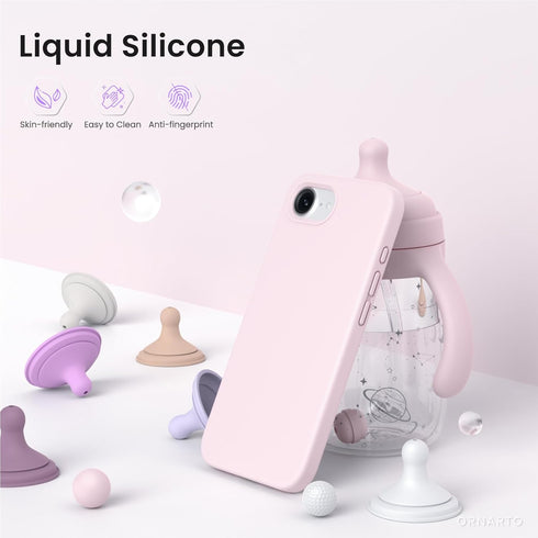 ORNARTO 17e 16e 6.1", 3 16e 17e-Chalk Compatible with iPhone Case and for iPhone Case Liquid Silicone Layers Full