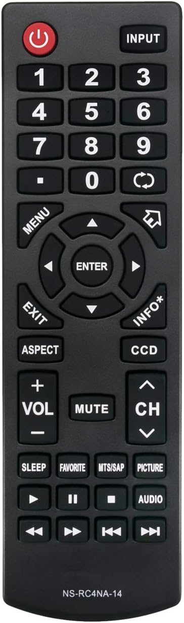 NS-RC4NA-14 Remote Control Replacement for Insignia LED LCD TV Models NS-19ED200NA14, NS-22E400NA14