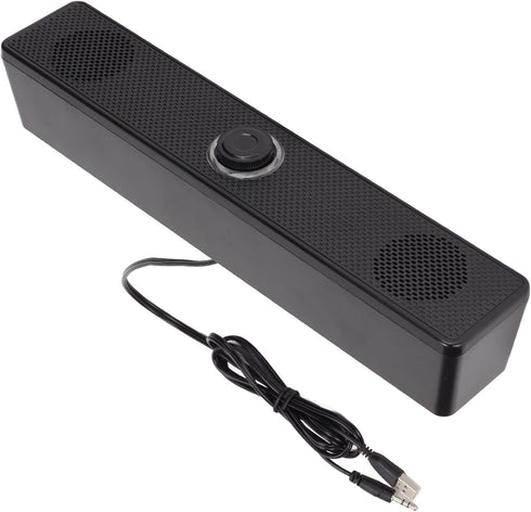 3.5mm Wired External Laptop Speakers, USB Powered Soundbar with Volume Control for Desktop PC, Laptop, Tablet
