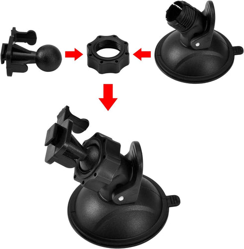 Dash Cam Suction Cup Mount and Glue Adhesive Mount Compatible with Dash Camera/DVR Video, Includes 10+ Joints for