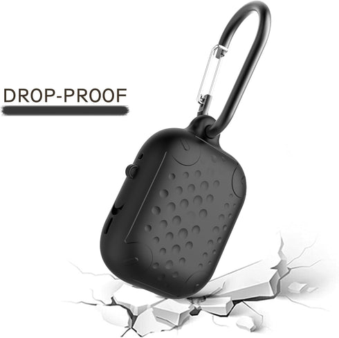 Waterproof Case for AirPods Pro 2nd Gen, Anti-Lost Silicone Cover with Wireless Charging & LED Visible, Black 01