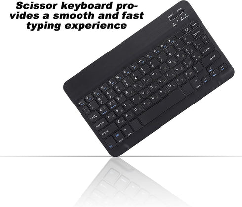Cyrillic Keyboard for Tablet, Black Russian 10.1 Slim Ultra Wide 80-Key Bluetooth 3.0 for iOS and Windows