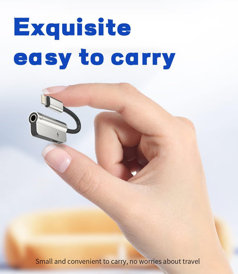 iPhone Headphone Adapter 2in1 AUX Jack Cable, Lightning to 3.5mm Splitter Dongle, Apple MFI Certified for iPhone 13 12