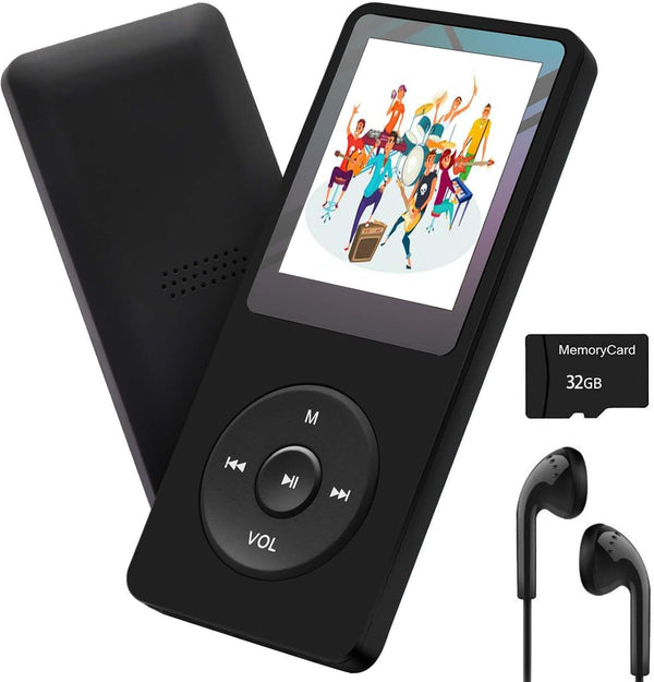 MP3 Player 32GB with Voice Recorder, Speaker, Earphone, Portable HiFi Sound, E-Book, Supports 128GB
