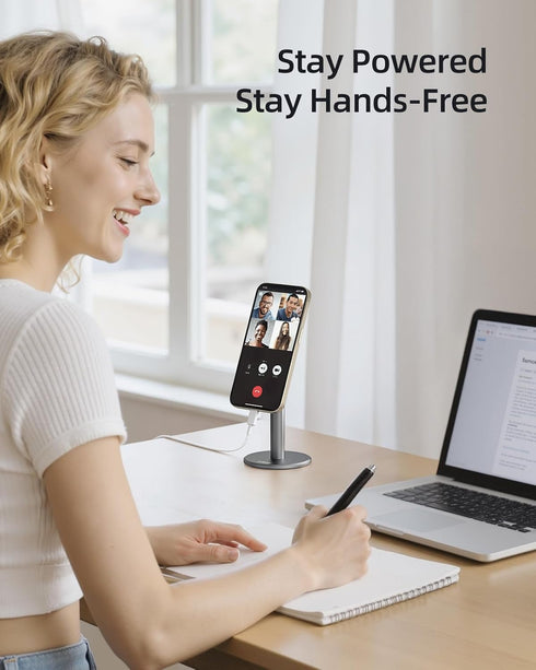Nulaxy 360 Magnetic Full Aluminum Cell Phone Stand for MagSafe with Metal Ring, Rotating Phone Stand for Desk, Office