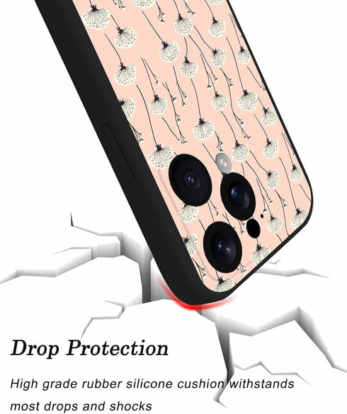 Shijh Tec 15, Silicone Phone Case for iPhone White Plants Wildflowers Salmon Beige Scratchproof Phone Case Silicone