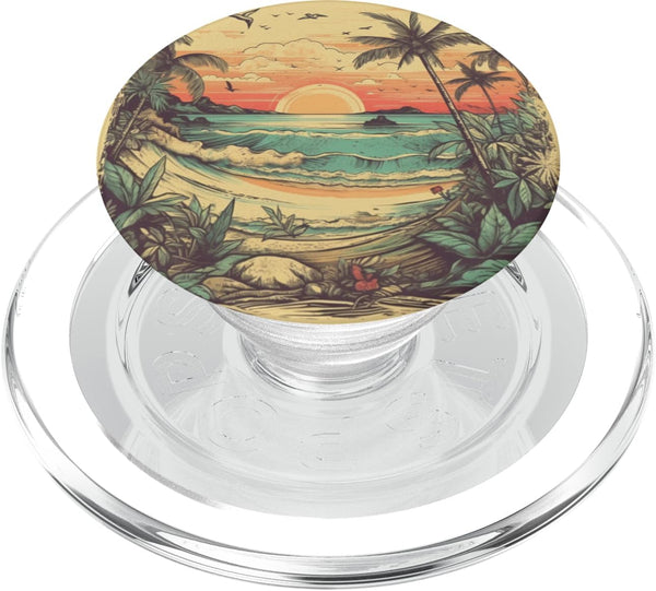 Tropical Beach Surfing Holidays Summer Palms Ocean Sun PopSockets PopGrip for MagSafe