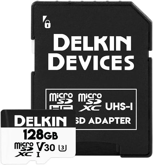 Delkin Devices 128GB Micro SD Card HYPERSPEED UHS-I (U3/V30) Max Read Speed 100MB/s, with Adapter