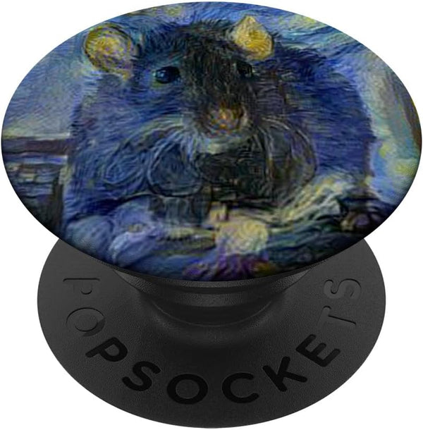 PopSockets Standard PopGrip - Starry Night Cool Rat Mouse Altered Art Gift
