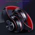 Wireless Bluetooth Headphones with Colorful LED Lights, Foldable HiFi Stereo for Home Office and Kids (Black Red)