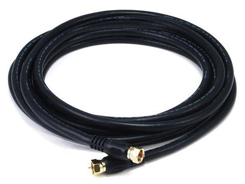 Monoprice RG6 Quad Shield CL2 Coaxial Cable, 12ft, Black, F Type Connector