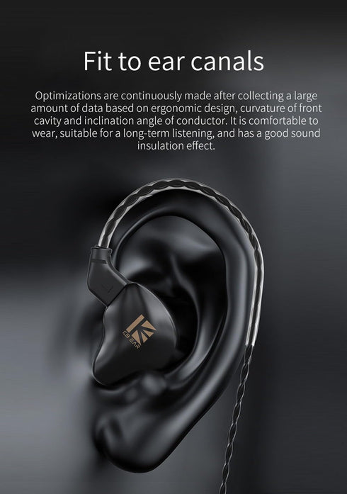 YINYOO KBEAR KS1 in Ear Monitor Bass Earbuds, Clear Sound Stereo Headphones, Noise Canceling, Detachable Cable