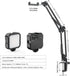 Overhead Phone Mount, Articulating Arm Cell Phone Holder with LED Light, Flexible Phone Stand for Live Streaming, Video