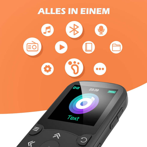 AGPTEK 32GB MP3 5.3 128GB Player with Clip, Bluetooth Lossless Sound with FM Radio, Voice Recorder for Sport Running