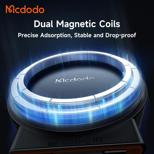 mcdodo 15W MagSafe Car Mount Charger with Type-C Extendable Cable, Wireless Magnetic Phone Holder for Automobile Vent