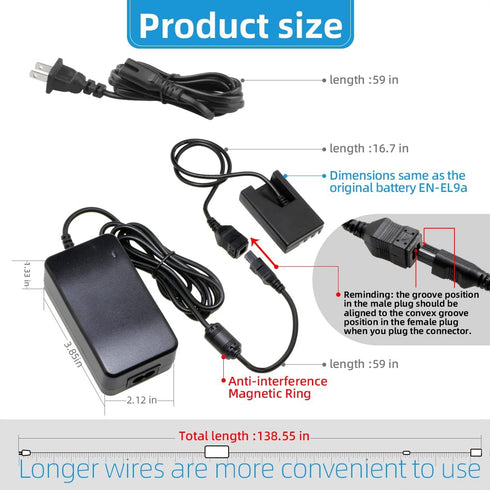 Glorich EH-5 Plus EP-5 AC Power Adapter/Charger Kit for Nikon D40 D40X D60 D3000 D5000