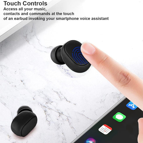 Acuvar Fully Wireless Bluetooth 5.0 Rechargeable iPX4 Water & Sweat Proof Earbud Headphones w Microphone, Touch Controls, Smart LCD Charging Case, 3D Stereo Bass and Noise Cancelling (Black)