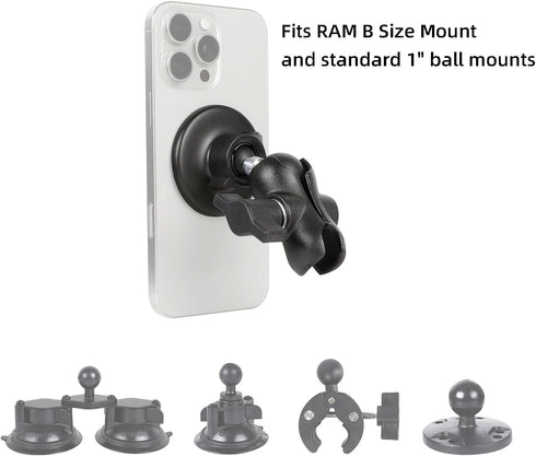Leenconghui 2.34" 17 16 15 14 13 Magnetic Cell Phone Holder Base with Double Socket arm for MagSafe iPhone