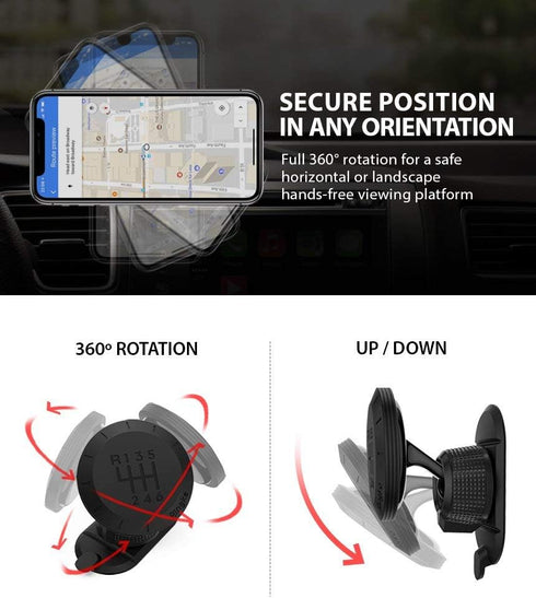 Ringke Magnetic Gear Phone Car Holder, Universal Powerful Neodymium Magnet with 360° Rotation