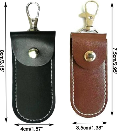 MUZZIOU 2 Anti Lost USB Flash Drive Leather Holder, Pcs Leather USB Protective Case for Alloy Shark Buckle Lightweight