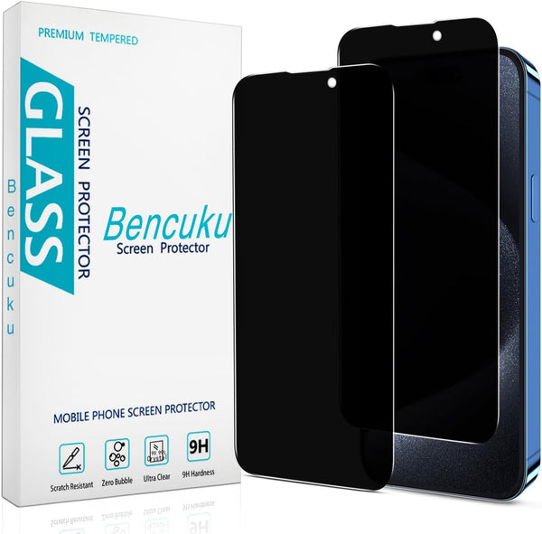 2 Pack Privacy Screen Protector for iPhone 14 Pro, Anti-Spy Tempered Glass 6.1-inch, Anti Scratch, Bubble Free