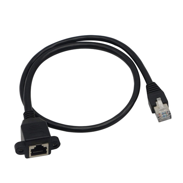 GINTOOYUN Panel Mount RJ45 - RJ45 Male to Female Screw Panel Mount CAT6/5e/5 Shielded Network LAN Extender Cord