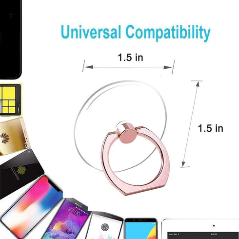 Cell Phone Ring Holder Stand Transparent Finger Grip Loop 360 Degree Rotation Finger Ring Stand (2 Silver 2 Black (Round))