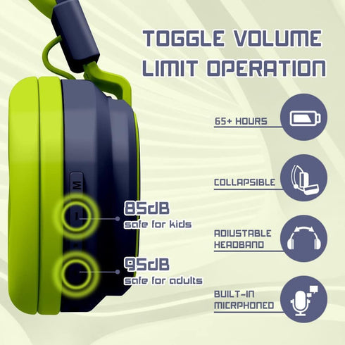 Kids Bluetooth Headphones 5.3, Wireless 60H Play Time, Volume Limited 85/110dB Over Ear Foldable Headset for Boy Girl