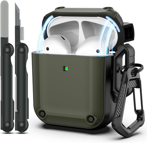 RFUNGUANGO AirPods Case Cover, Military Grade Anti-Fall Soft TPU Shock-Absorbing Case for AirPods 2&1 Generation with